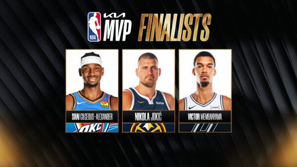 NBA 2025-26 regular season awards finalists announcement graphic featuring MVP candidates