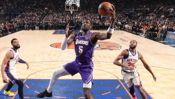 NBA fantasy betting outlook graphic showing Lakers players and injury report analysis