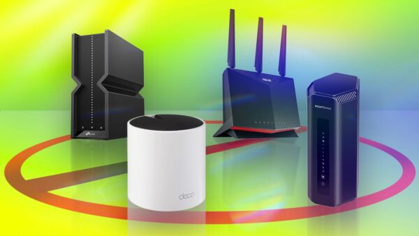 Netgear router on a desk with FCC exemption document overlay