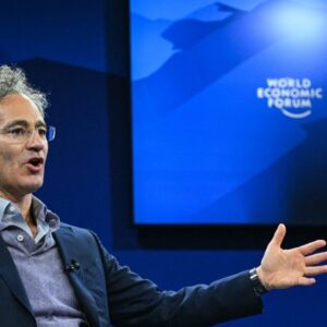Palantir CEO Alex Karp discussing AI impact on humanities jobs at Davos