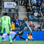 Philadelphia Union players defending during an MLS match against Toronto FC