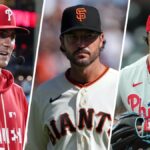 Philadelphia Phillies batter facing San Francisco Giants pitcher at Oracle Park during day game