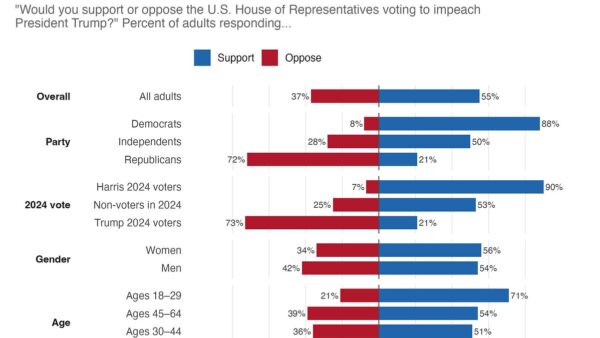 Poll Shows 55% of Americans Support Impeaching Trump
