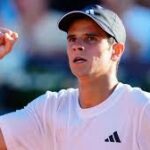Rafa Jódar celebrating victory at Barcelona Open Banc Sabadell semifinals