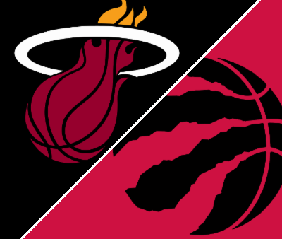 Toronto Raptors player scoring against Miami Heat in 121-95 victory