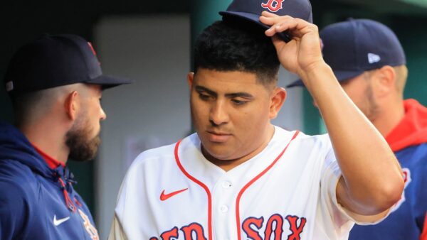 Ranger Suarez pitching for the Boston Red Sox against the Detroit Tigers at Fenway Park