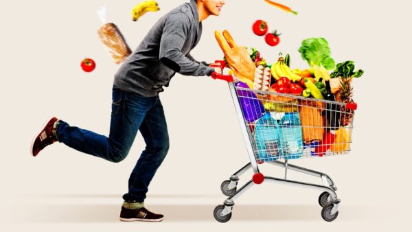 Graph or infographic showing the 5% increase in family grocery bills from remote work study
