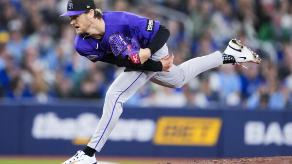 Colorado Rockies pitcher Ryan Feltner on the mound at Coors Field