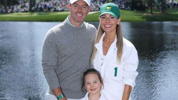 Rory McIlroy with his daughter Poppy at the Masters Par 3 Contest