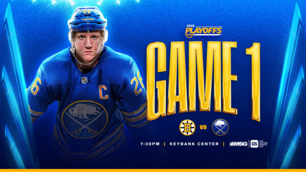 Buffalo Sabres host Boston Bruins in Game 1 of the NHL playoffs at KeyBank Center