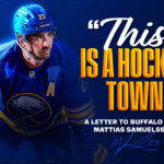 Buffalo Sabres alternate captain Mattias Samuelsson discussing hockey passion in a personal letter