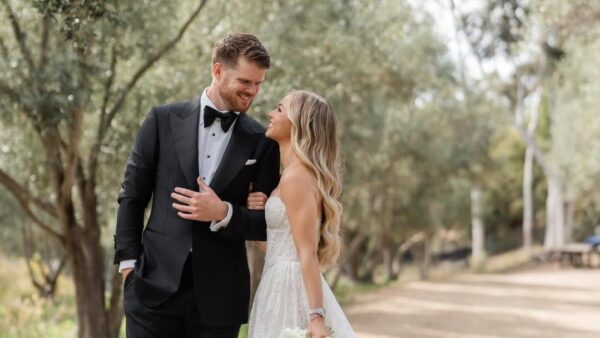 Seahawks quarterback Sam Darnold and Katie Hoofnagle wedding photo