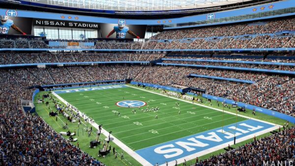 Sportscaster Dan Patrick reporting on Super Bowl 2030 rumors for Nashville at Nissan Stadium