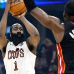 SportsLine model projection graphic showing James Harden and Deni Avdija NBA prop picks