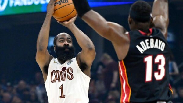 SportsLine model projection graphic showing James Harden and Deni Avdija NBA prop picks