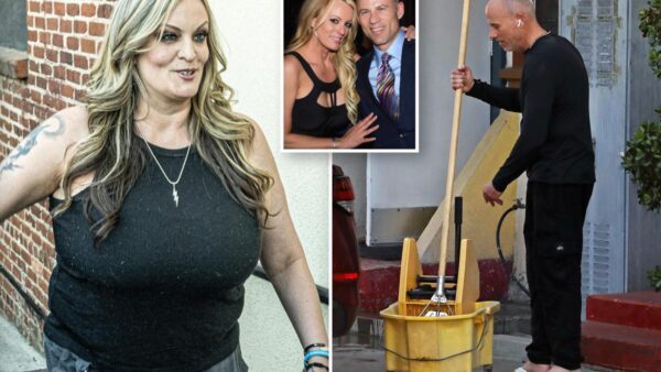 Stormy Daniels spotted outside Avon Theater in Georgia wearing cargo pants and smoking