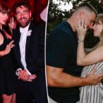 Taylor Swift and Travis Kelce at a public event, rumored to be planning their July 3 wedding in New York City