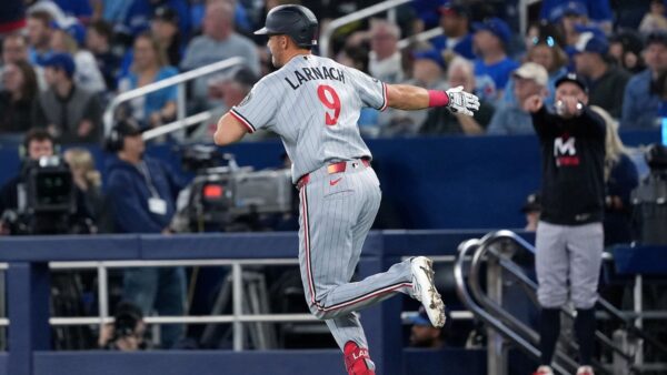 Minnesota Twins left-handed corner outfielders analysis graphic showing roster debate