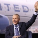 United and American Airlines merger speculation concept with logos and airplane