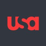 Historical photo of the USA Network logo from its early rebranding era in 1980