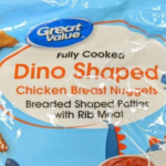 USDA Food Safety alert for Walmart Great Value Dinosaur shaped chicken nuggets package with lead warning