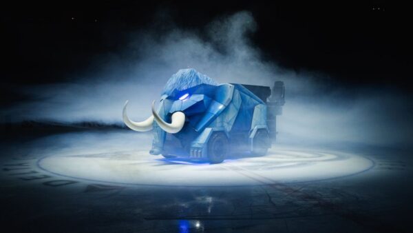 The Utah Mammoth's 'Zammoth' fan ride, a converted 2002 Olympic Zamboni, on display.