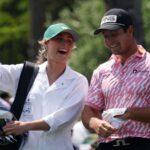 Viktor Hovland and girlfriend Tuva Jensen at the 2026 Masters Par 3 Contest at Augusta National
