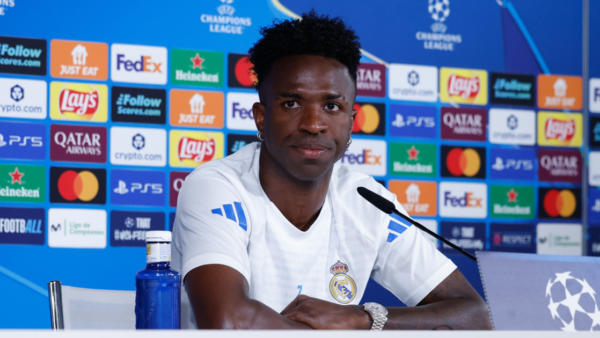 Vinícius Júnior celebrates a goal for Real Madrid, confirming his contract renewal plans