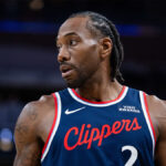 Golden State Warriors and Kawhi Leonard trade rumor graphic showing Warriors and Clippers logos
