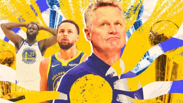Stephen Curry and Jimmy Butler share a moment during warmups amid the Warriors' season-ending injuries