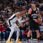 Victor Wembanyama, Shai Gilgeous-Alexander, and Nikola Jokic pose as NBA MVP finalists for the 2025-26 season