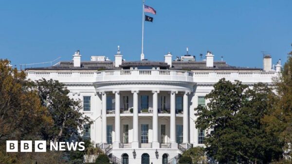 White House building exterior with warning about prediction market betting