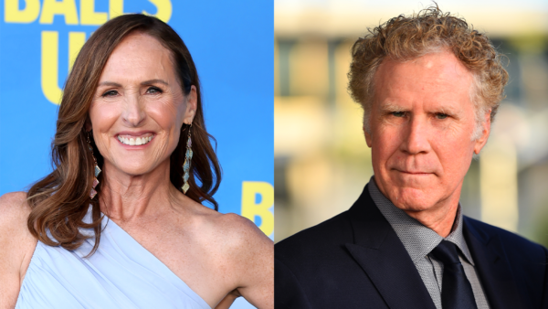 Will Ferrell and Molly Shannon laughing about his AI actor prediction from the 1990s