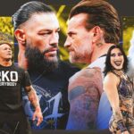 WrestleMania 42 official poster featuring Cody Rhodes, Randy Orton, CM Punk, and Roman Reigns