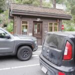 Empty and unstaffed Yosemite National Park entrance station at Arch Rock
