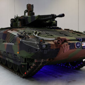 Germany arms exports — Rheinmetall Puma infantry fighting vehicle at munitions factory