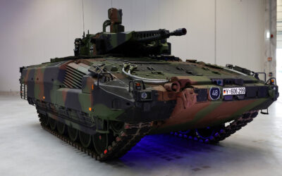 Germany arms exports — Rheinmetall Puma infantry fighting vehicle at munitions factory